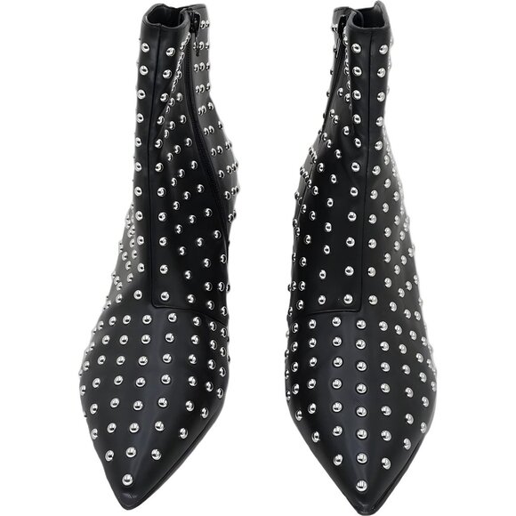 AQUA Ellis Studded Pointed-Toe Booties Ankle Boots Black Women US 9.5 - Picture 5 of 6